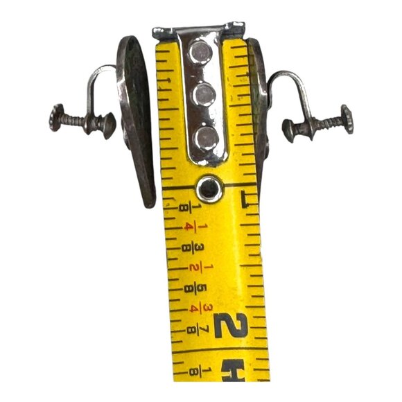 Vintage Screw Back Teardrop Earrings Turquoise Inlay Design Southwestern Western - Picture 3 of 5